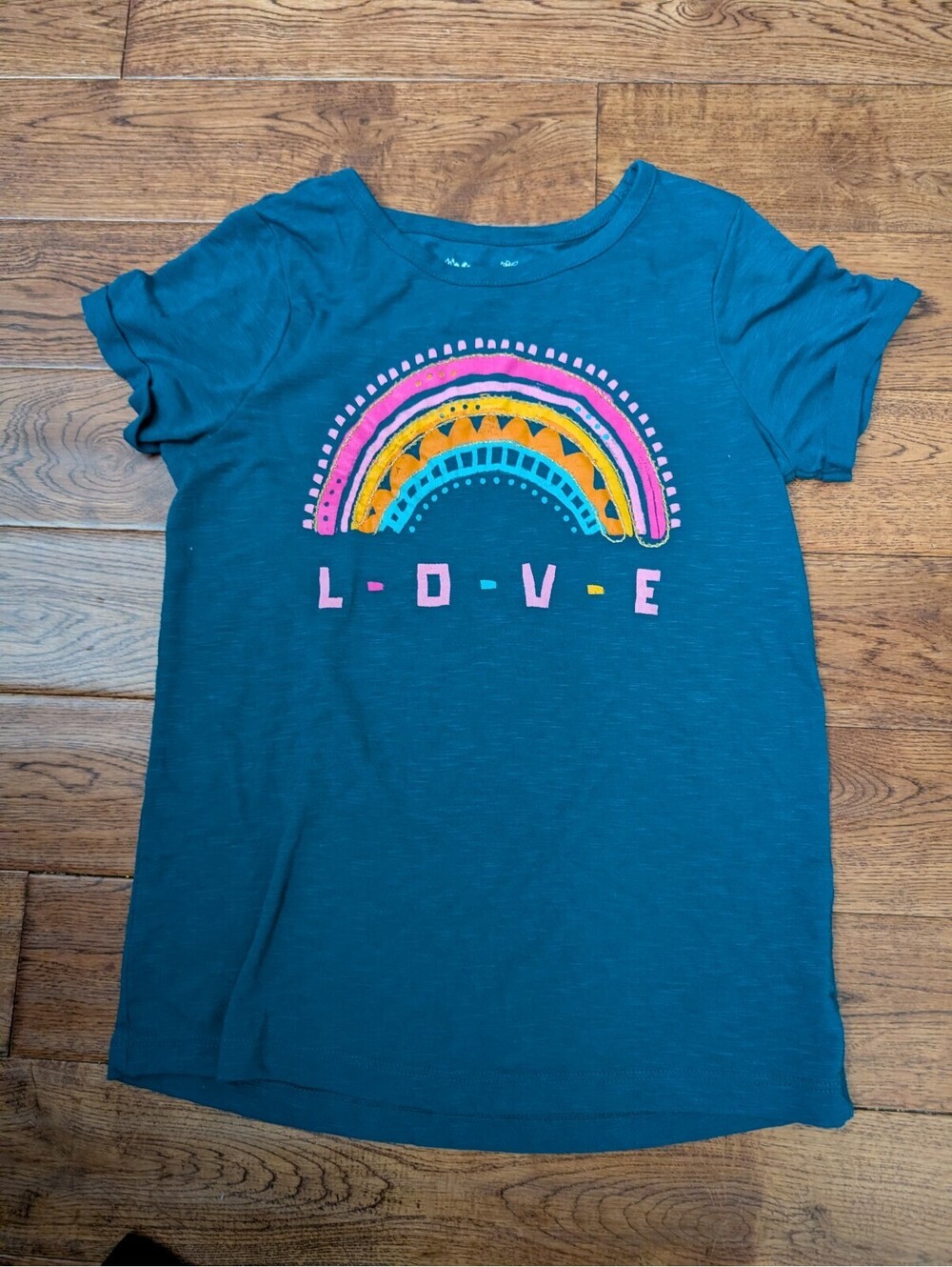 MUDD Girls Short Sleeve Rainbow Love Embellished T-shirt Size 12